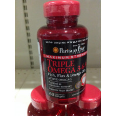 Puritan's Pride Triple Omega 3-6-9 (Трипл Омега) 60 softgels